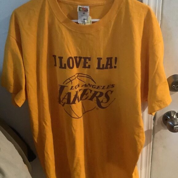 Lakers I love la ! Lofteez fruit of the loom size xl X-Large extra large yellow - Picture 1 of 3